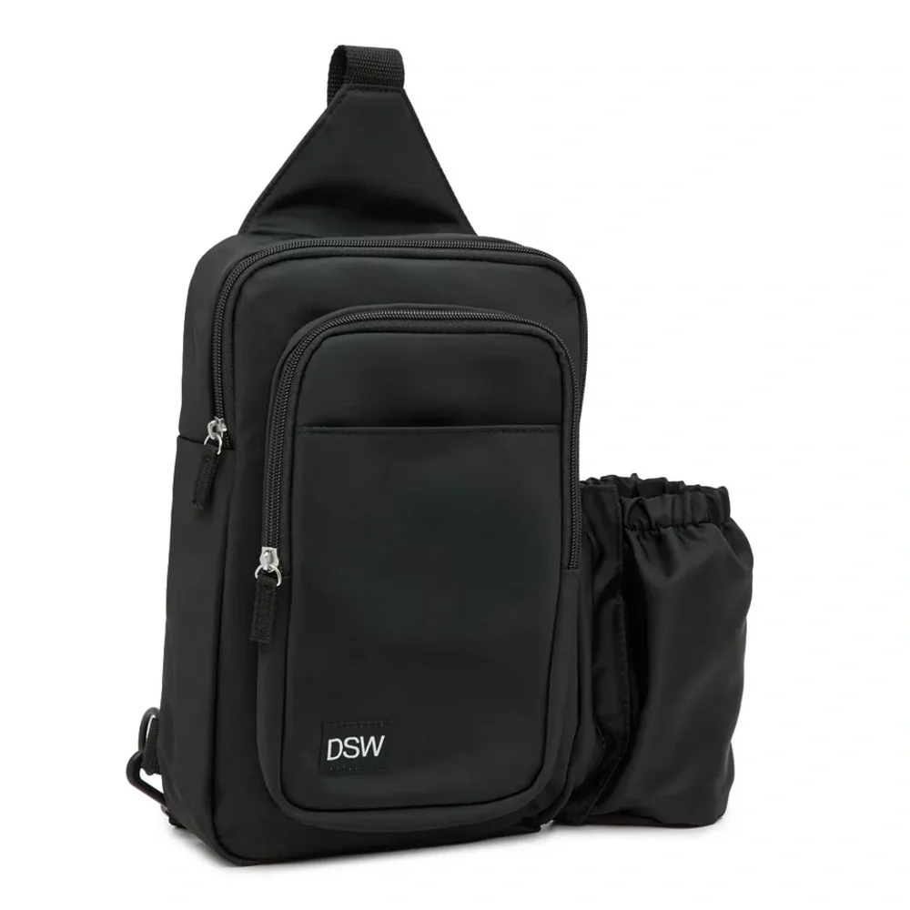 DSW Unisex Black Sling Bag with Bottle Holder